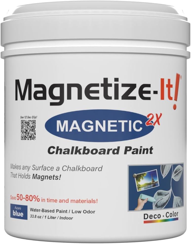 Magnetize-It! Magnetic Chalkboard Paint (Water Based) – Azure Blue Deco Color Extra Strong and Sustainable, All-Purpose Interior 1L - Image 1